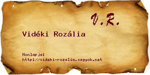 Vidéki Rozália névjegykártya